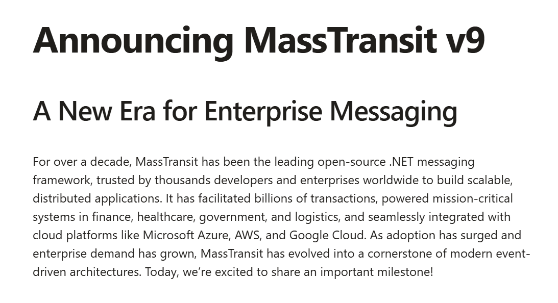 Announcing MassTransit v9.